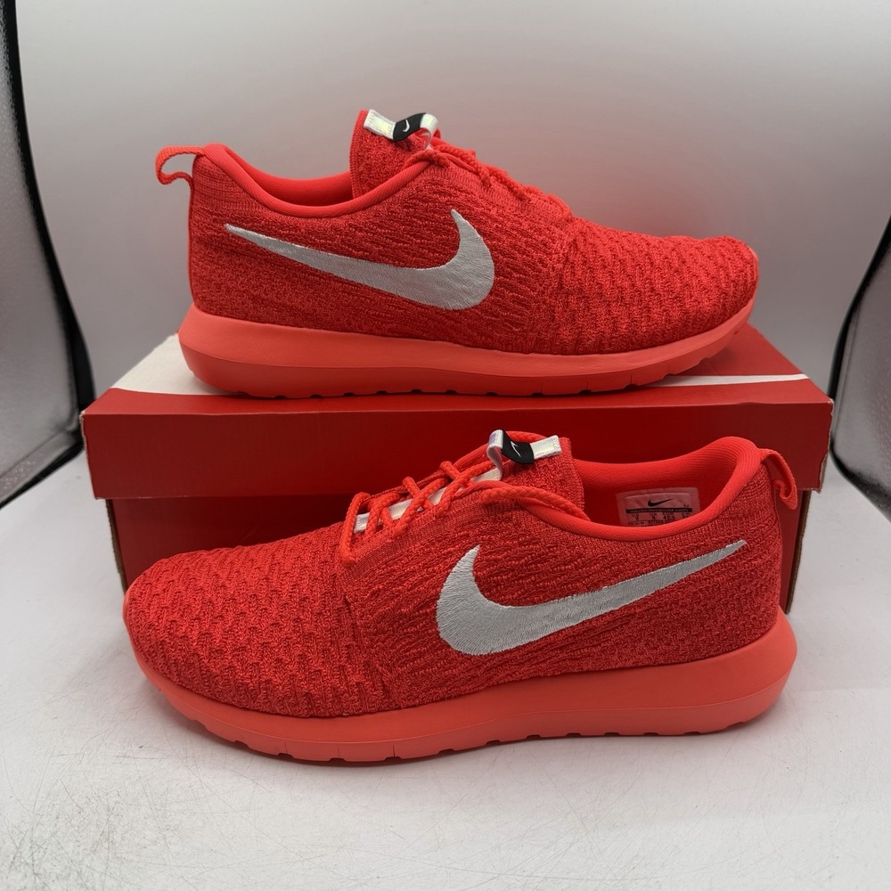 Nike Roshe NM Flyknit Shoes Mens Sz 9 Bright Crimson/University Red 677243-604